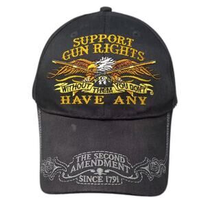 Black Support Gun Rights Second Amendment Eagle Hat Baseball Cap OS Strapback